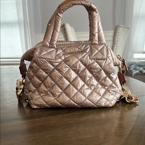 Quilted Crossbody Bag - Metallic Beige